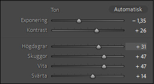 Skjutreglagens inställning för dramatiska bilder.
