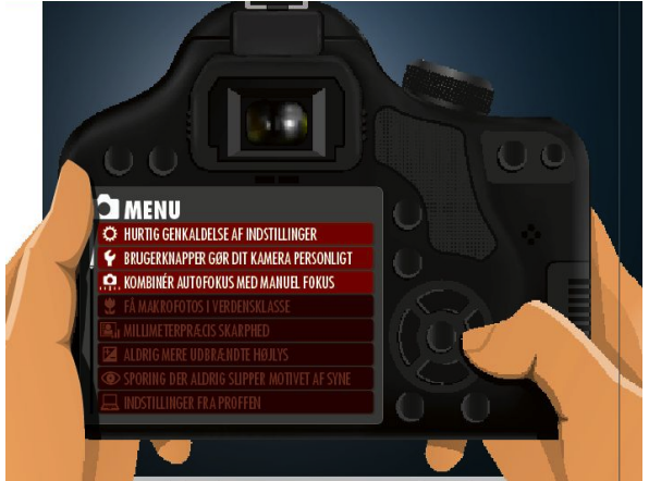 Illustration af kameramenu med nye funktioner.