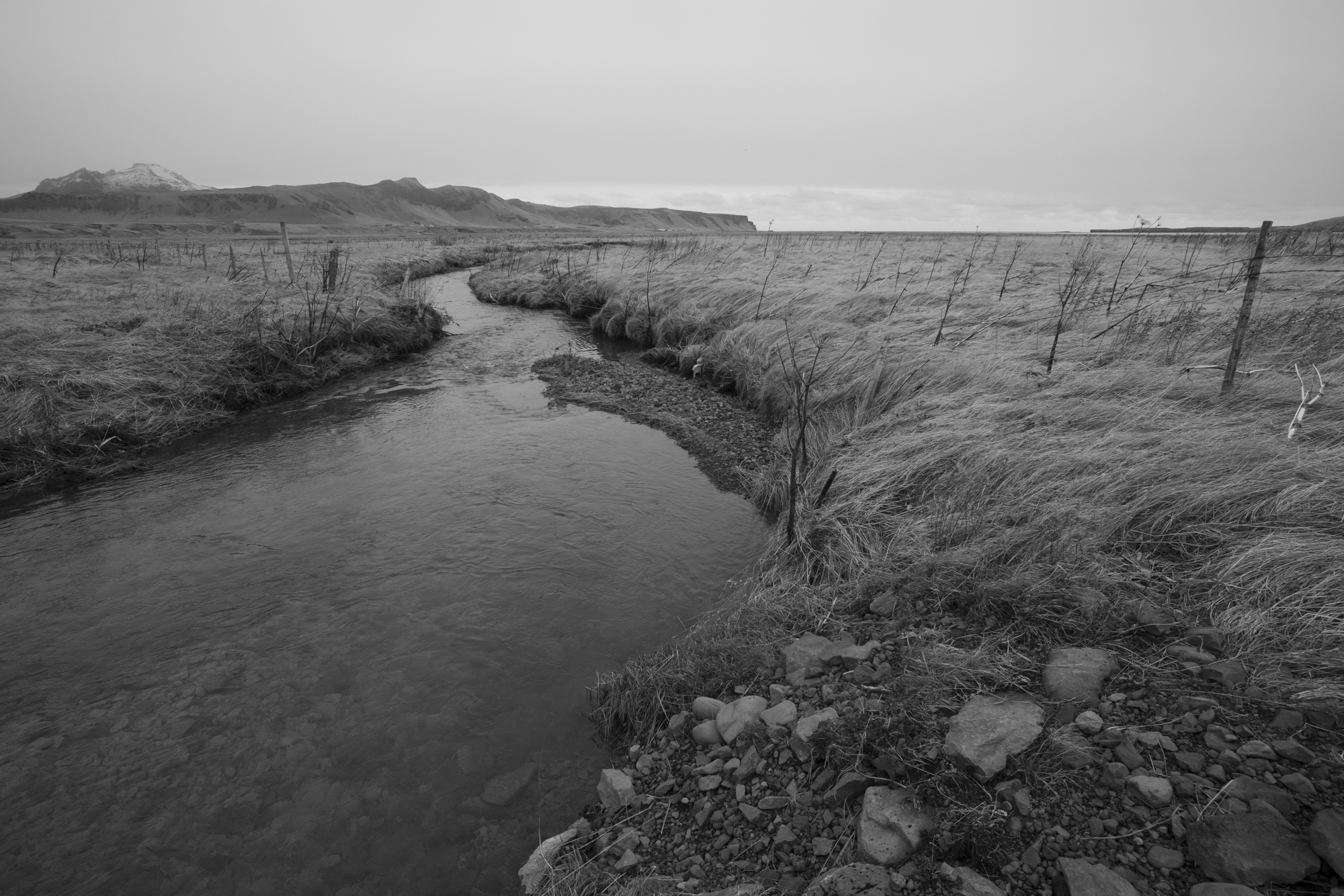 Landskap i svartvitt utan kontrast