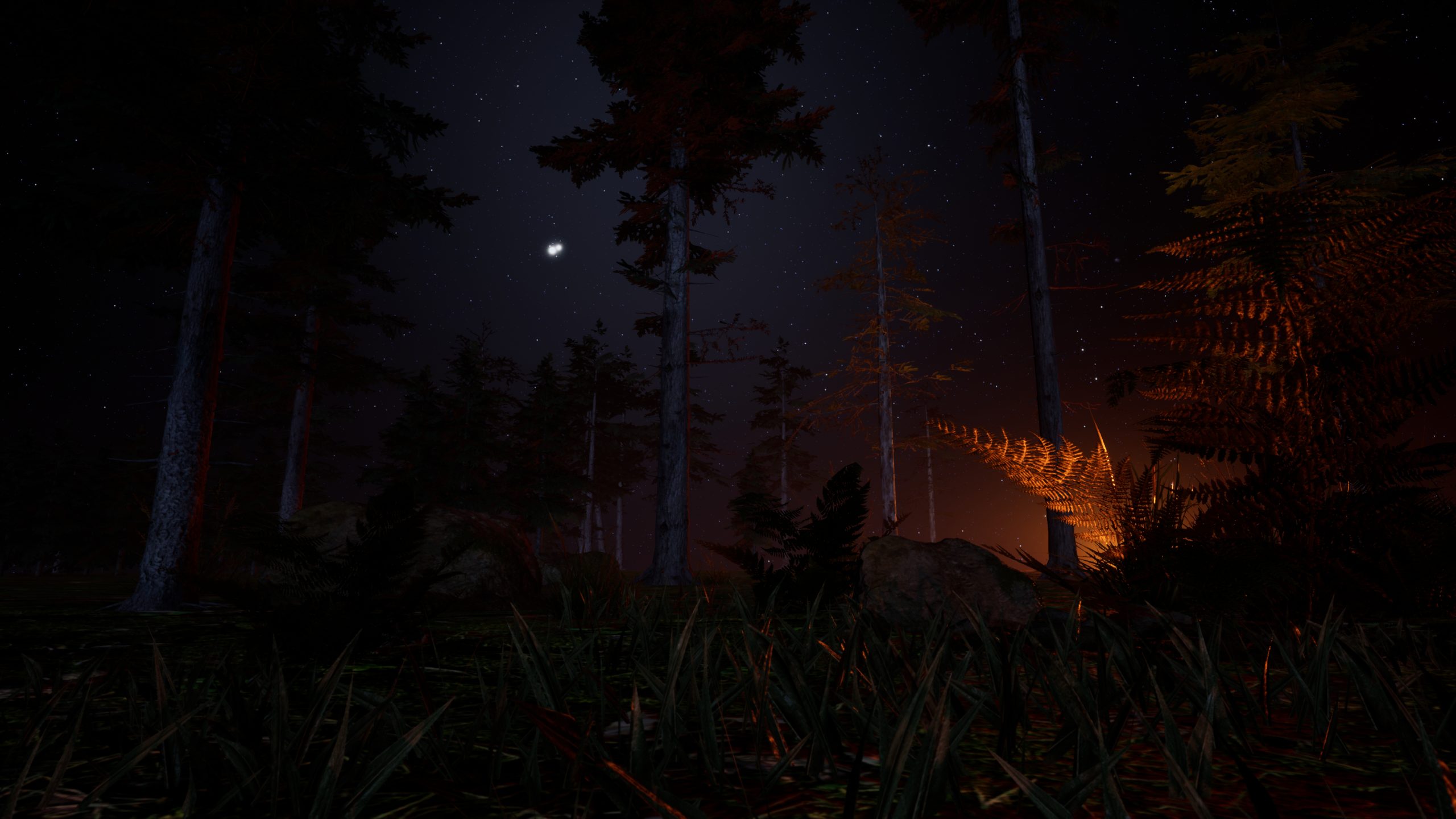 Datorsimulerad bild av Jupiter och Saturnus i konjunktion.