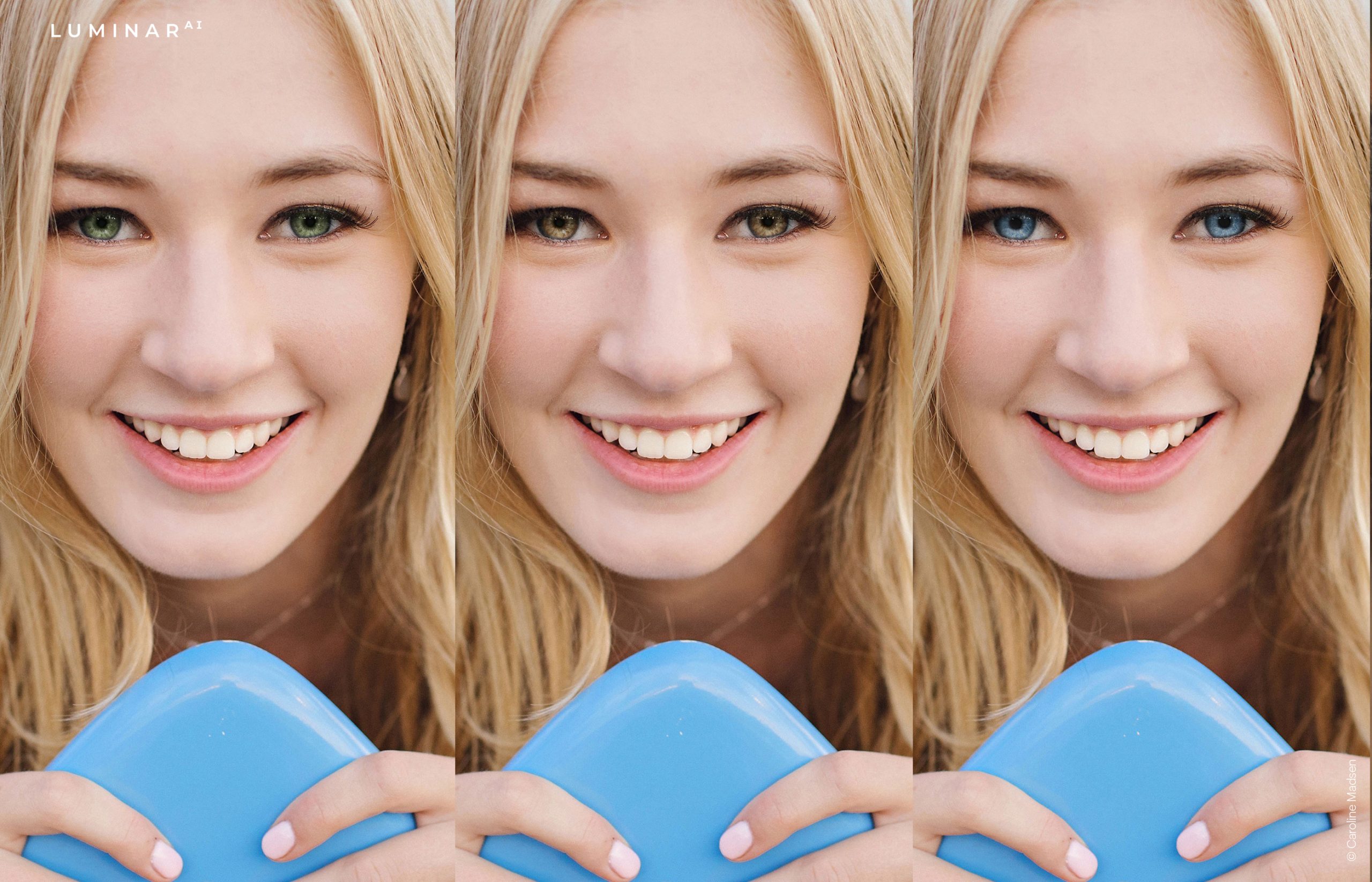 Person med olika ögonfärger