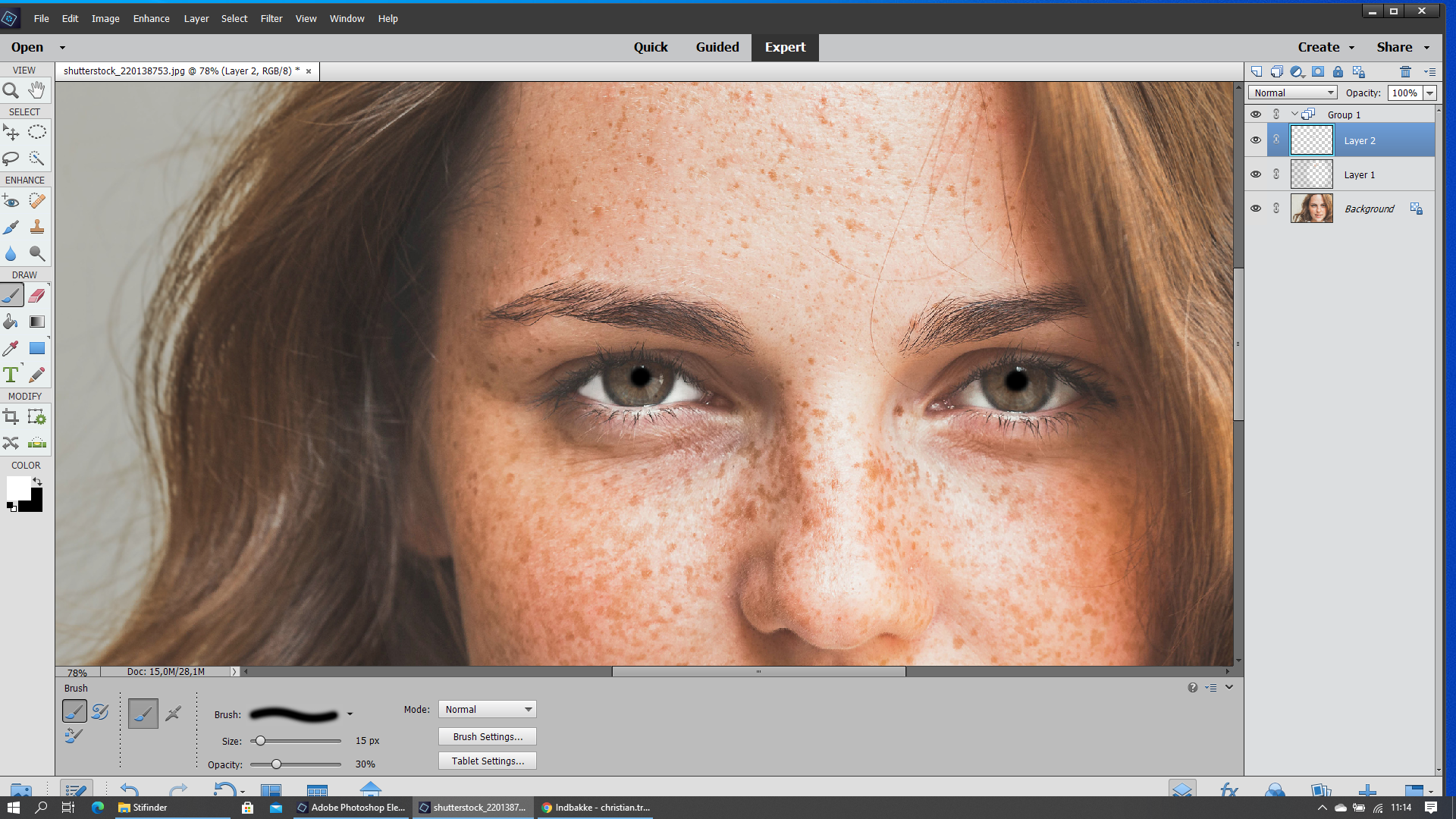 Naisen muotokuva Photoshop Elements.