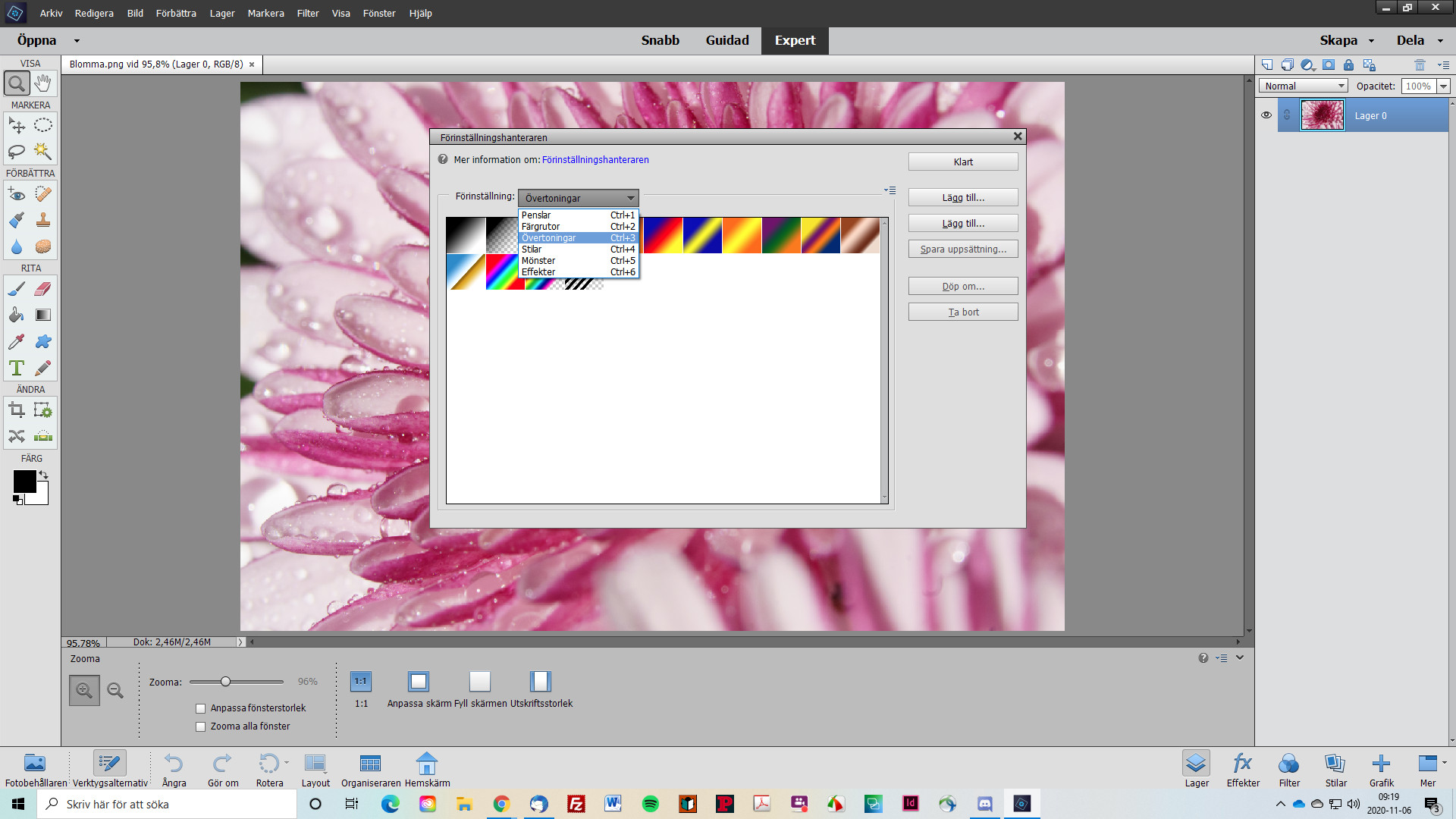 Förinställningshanteraren i Photoshop Elements