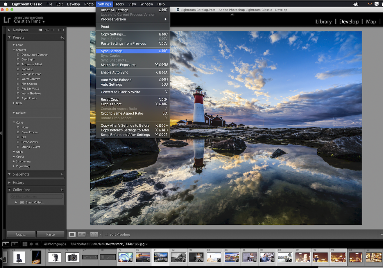Juster flere bilder samtidig i Lightroom.