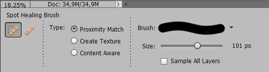 Spot Healing Brush Tool i Photoshop Elements.