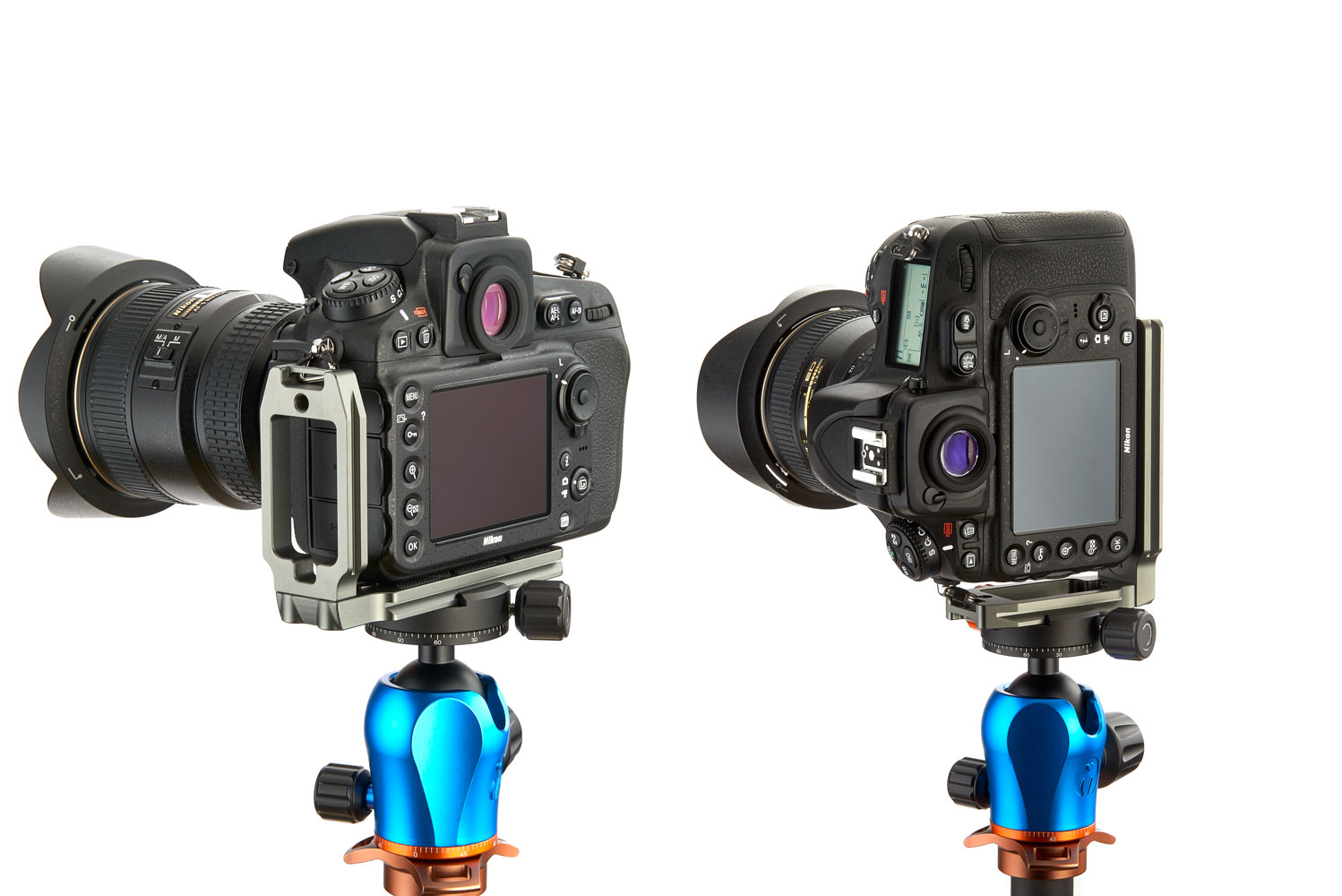 L-fäste från 3 Legged Thing monterat på kamera och stativ