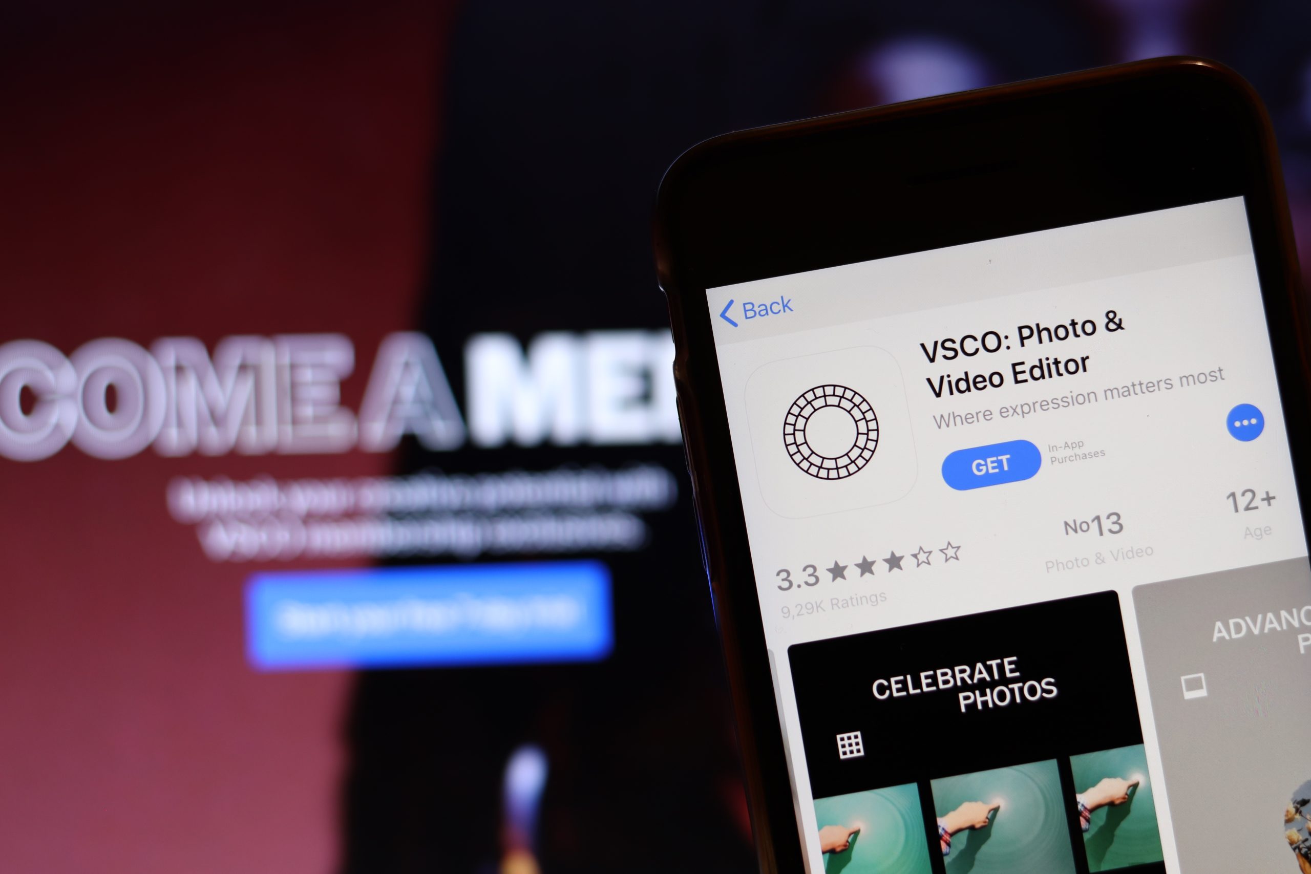 Älypuhelin ja VSCO-sovellus