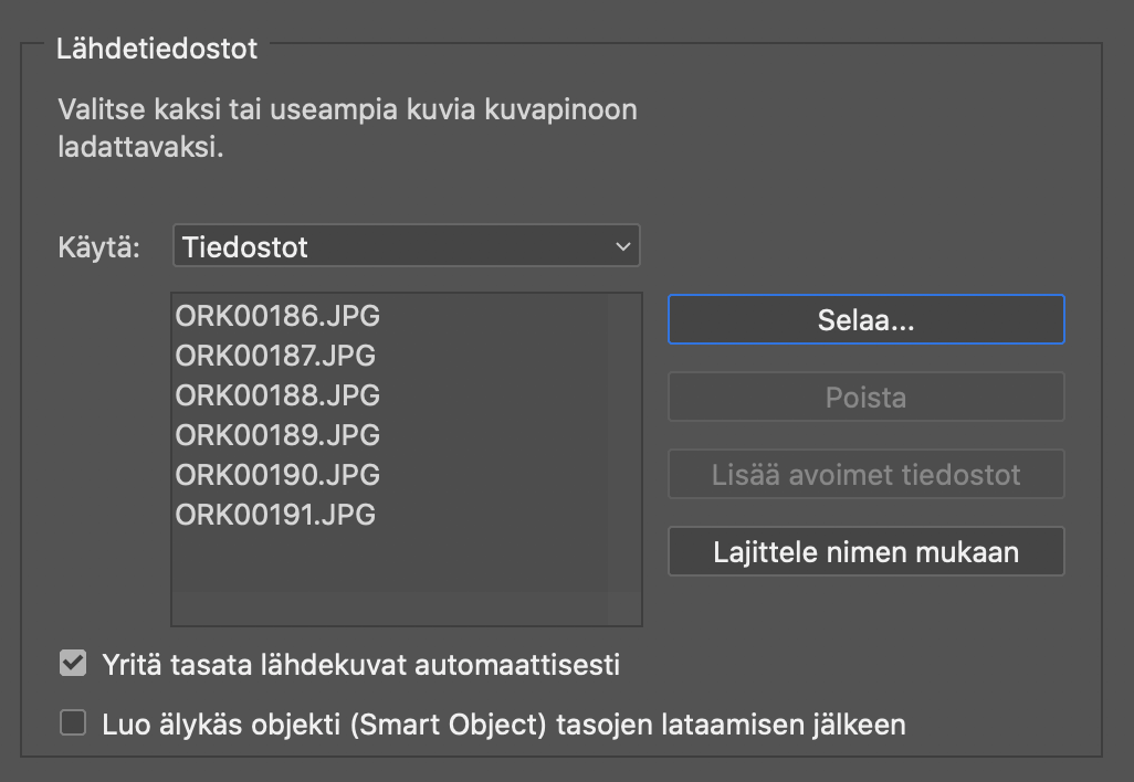 Photoshop pinoaminen