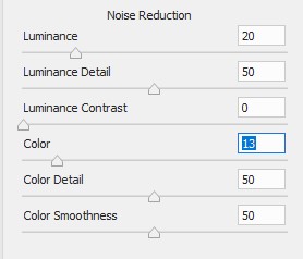 Noise Reduction-menuen i Elements.