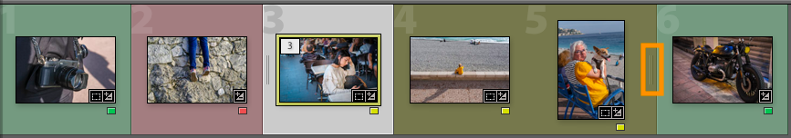 Bilder stablet i en stakk i Lightroom