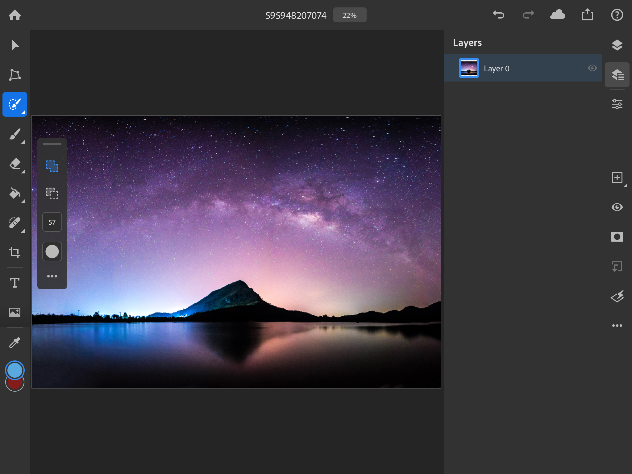 Et skærmskud af Photoshop til en tablet
