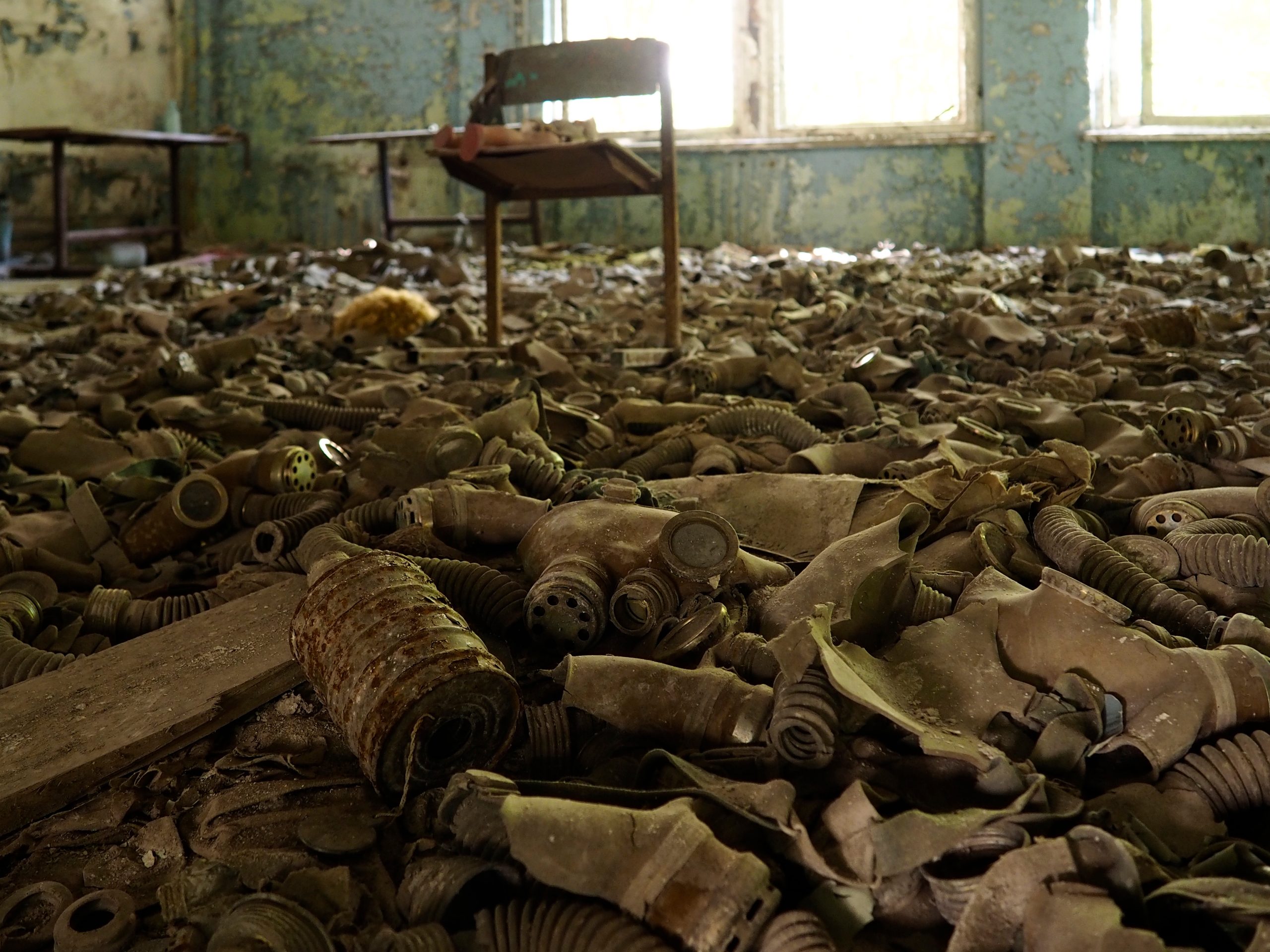 Pripyat Tsernobyl kaasunaamareita huone