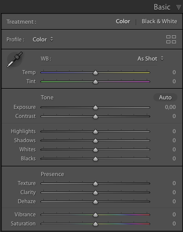 Lightroom Basic Panel