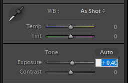 Skydeknapper i Lightroom