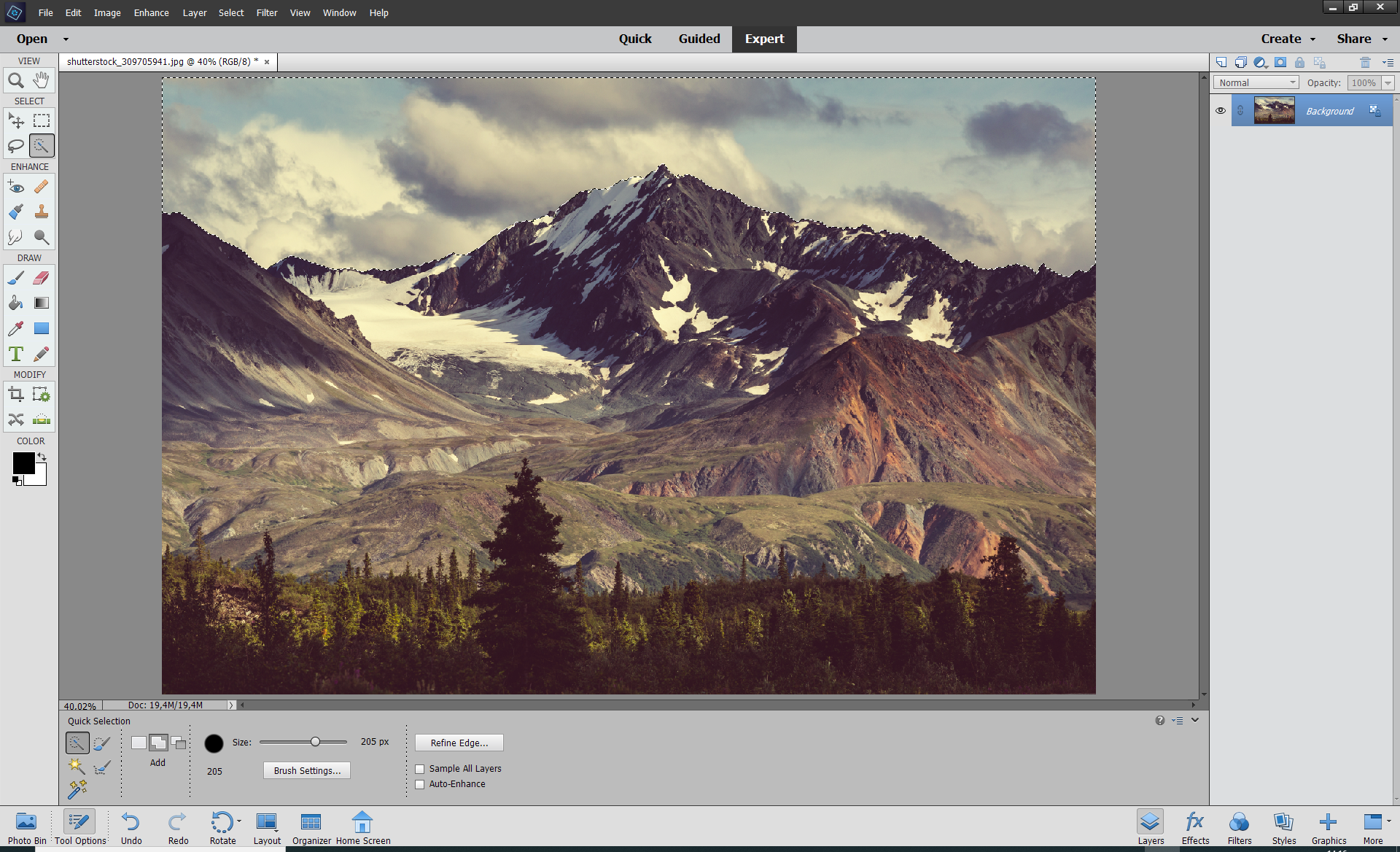 Skærmskud af PC med Photoshop Elements