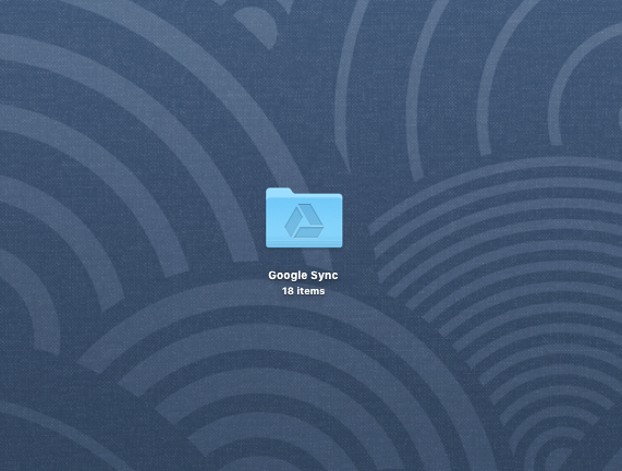 Skärmdump av Google Sync-mapp på skrivbordet på en Mac
