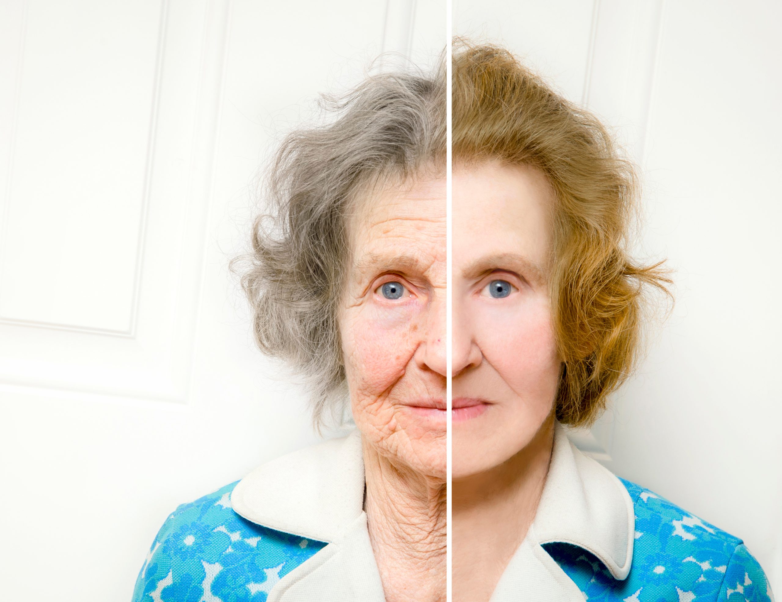 Manipulerad bild av äldre kvinna