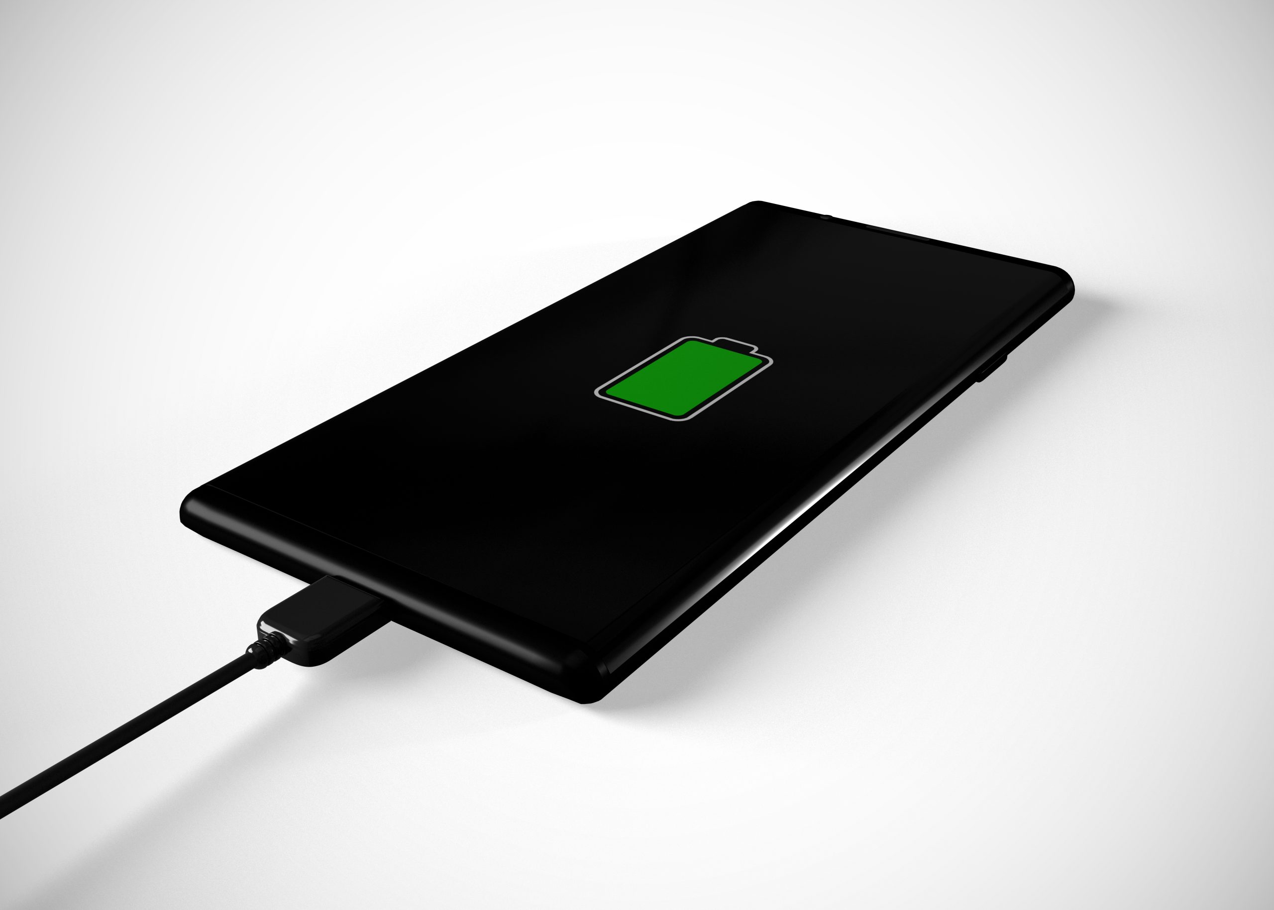 Telefon med fuldt batteri.