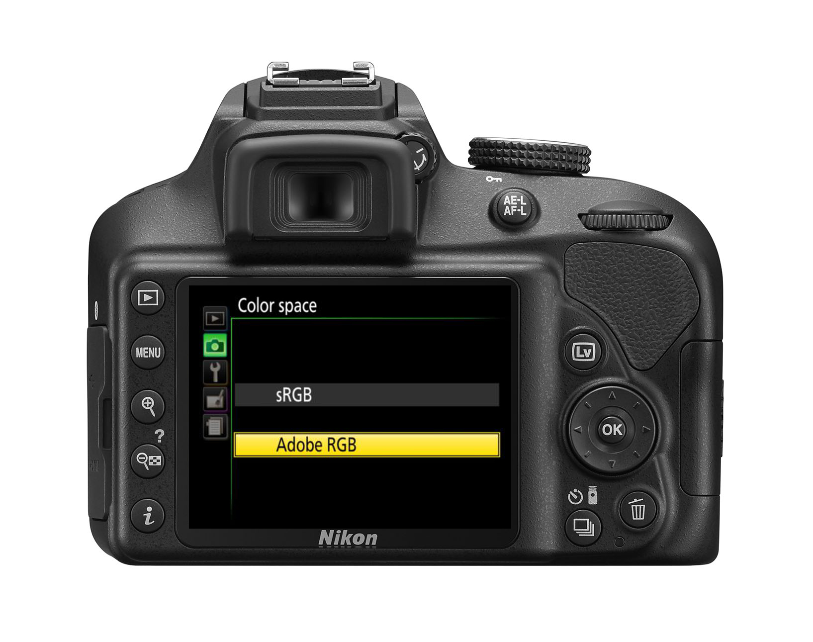 Valg av fargerom  sRGB og Adobe RGB.