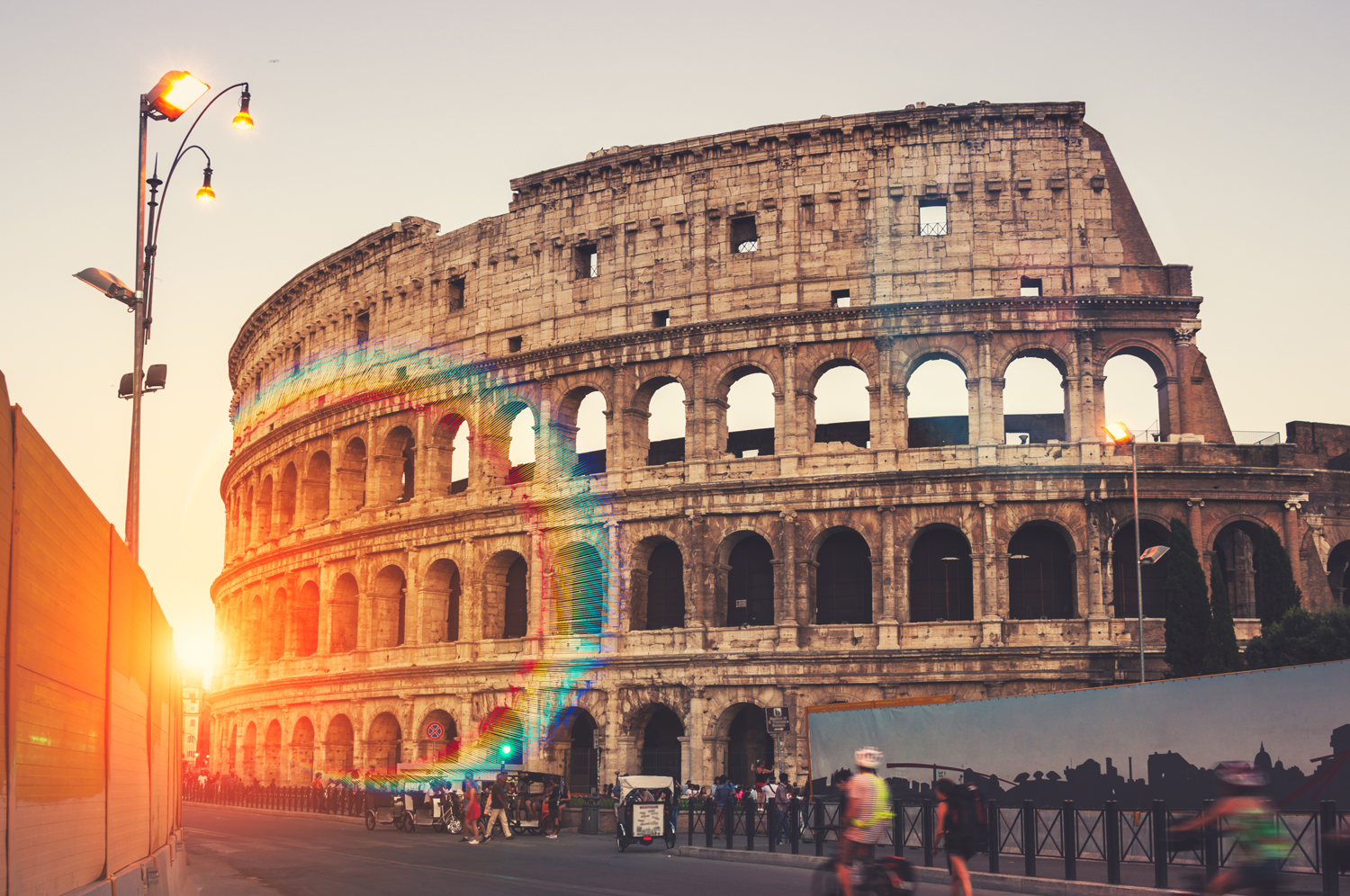 Bild av Colosseum i Rom med vinjettering och kromatisk aberration 