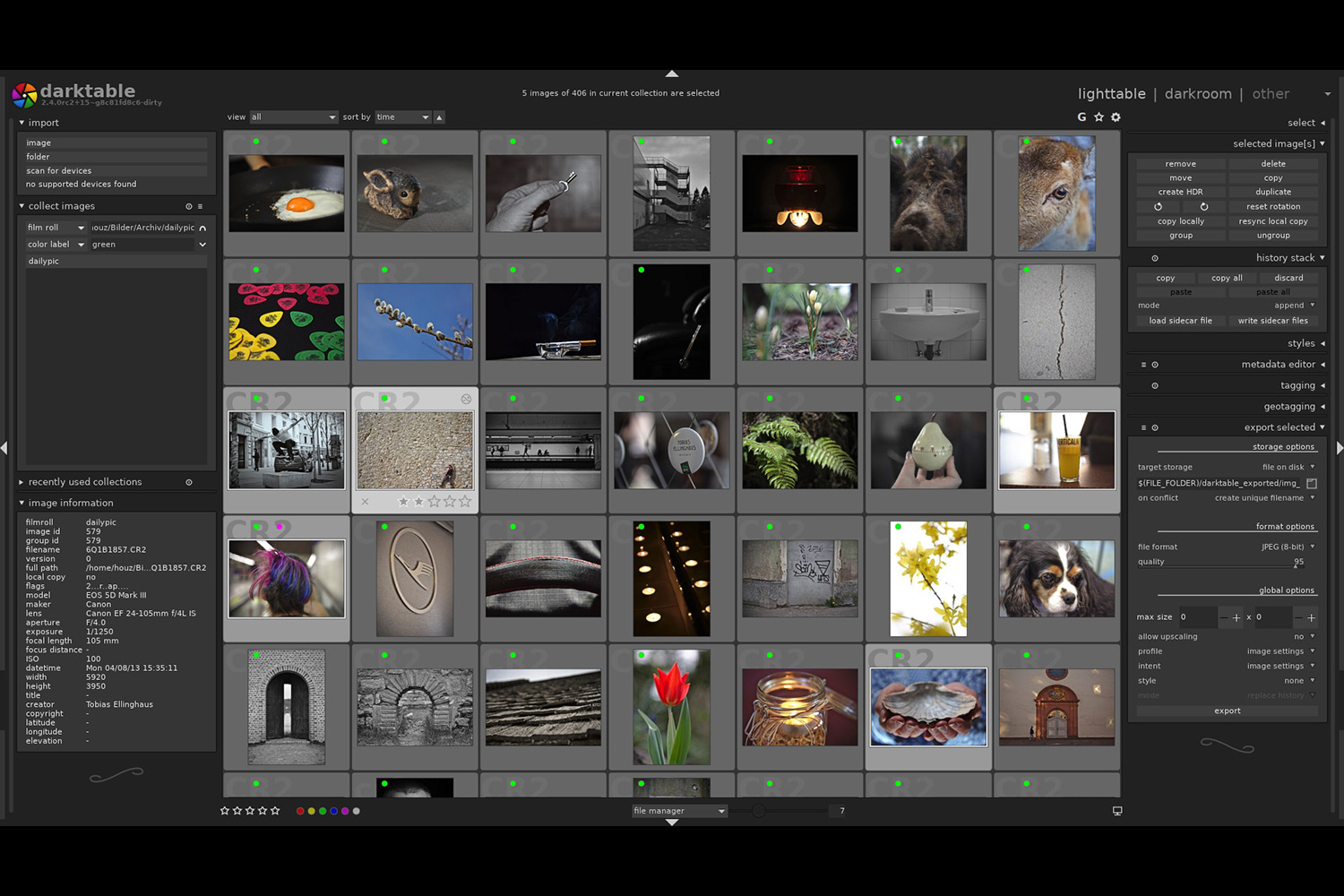 Darktable billedbehandlingsprogram