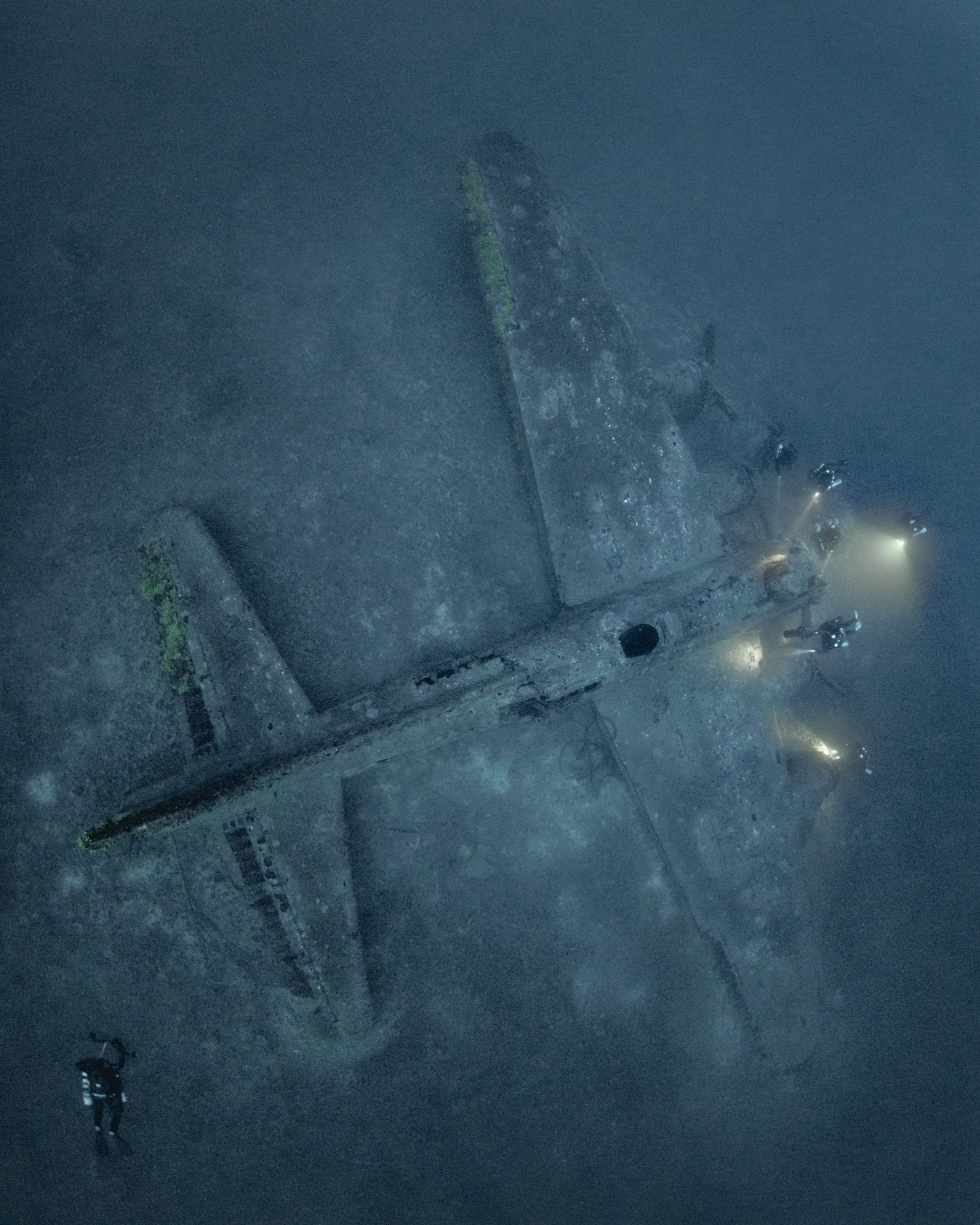 Bombefly på bunden af havet.