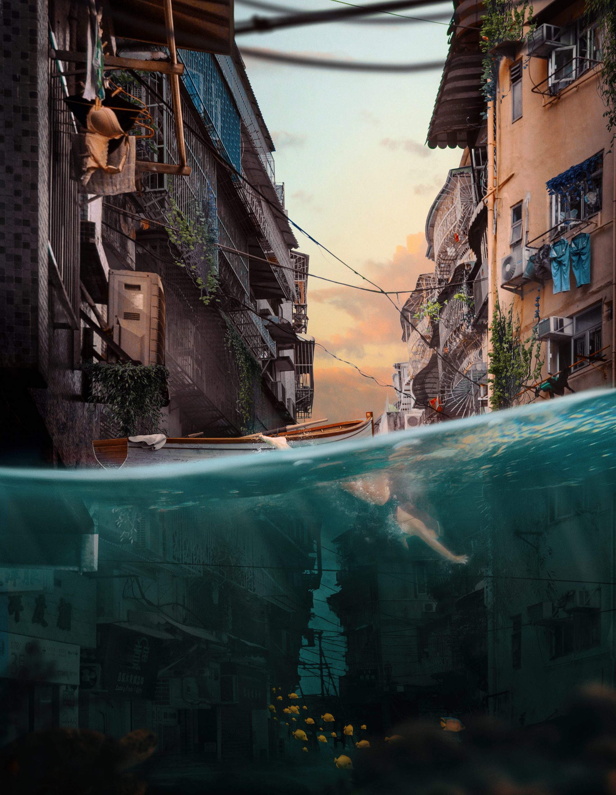 Katrina Yu svømmer i en fremtidsverden.