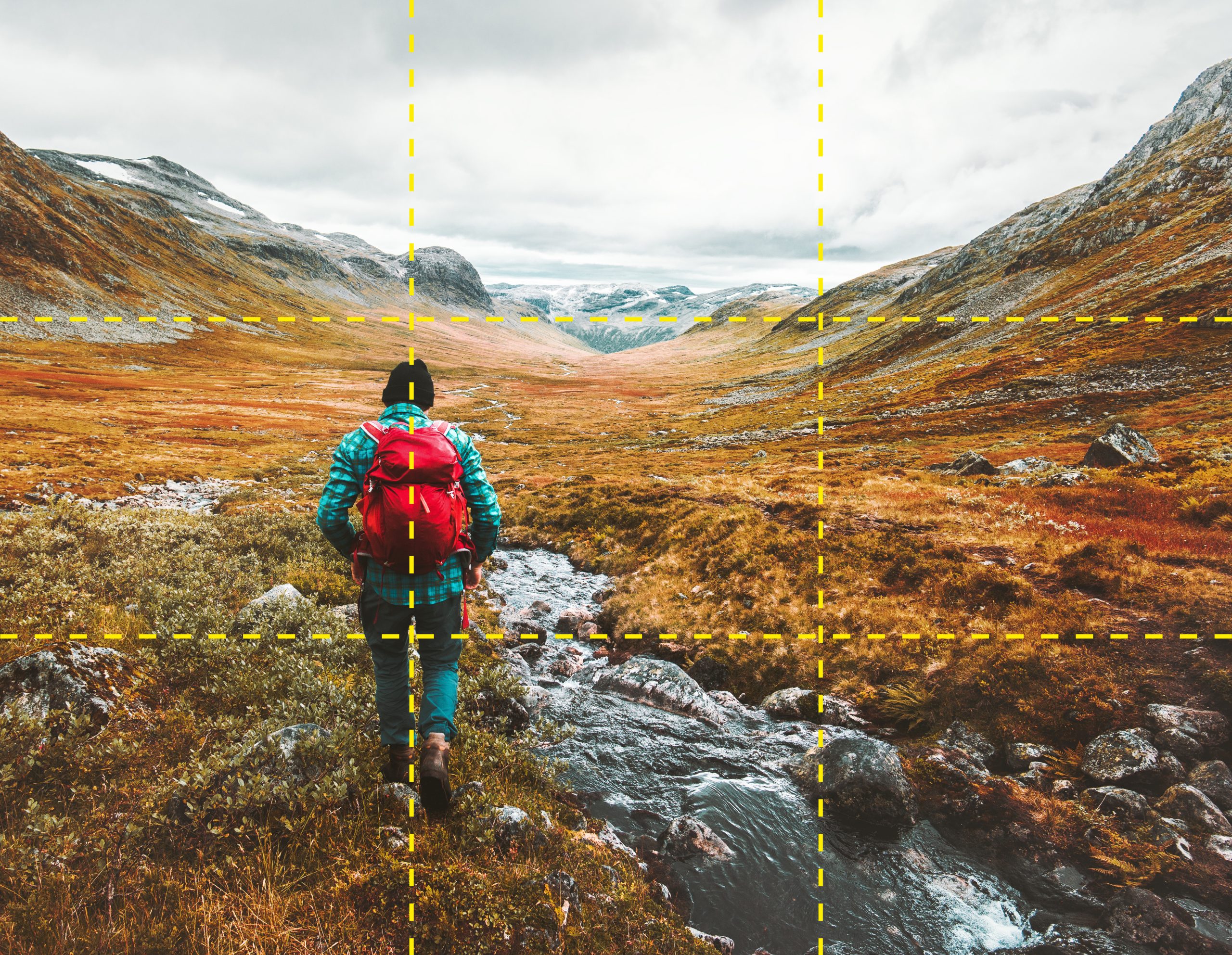 Mand placeret i det gyldne snit