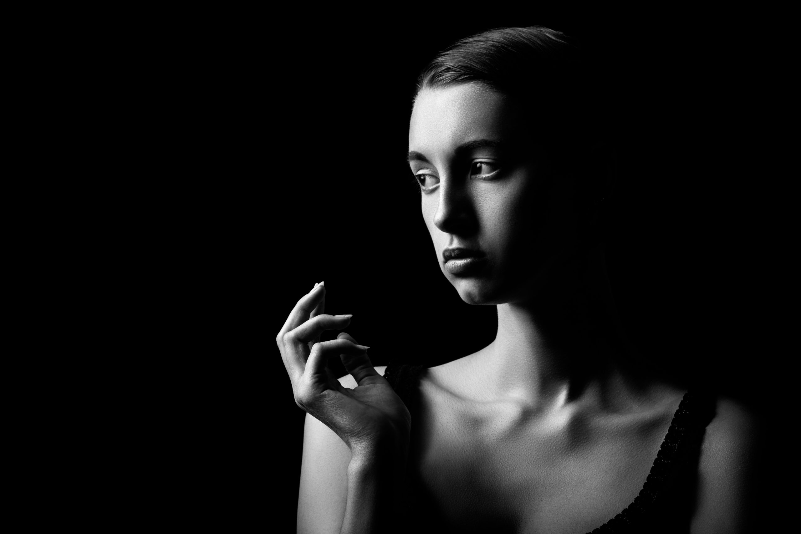 en kvinde med portrætlys