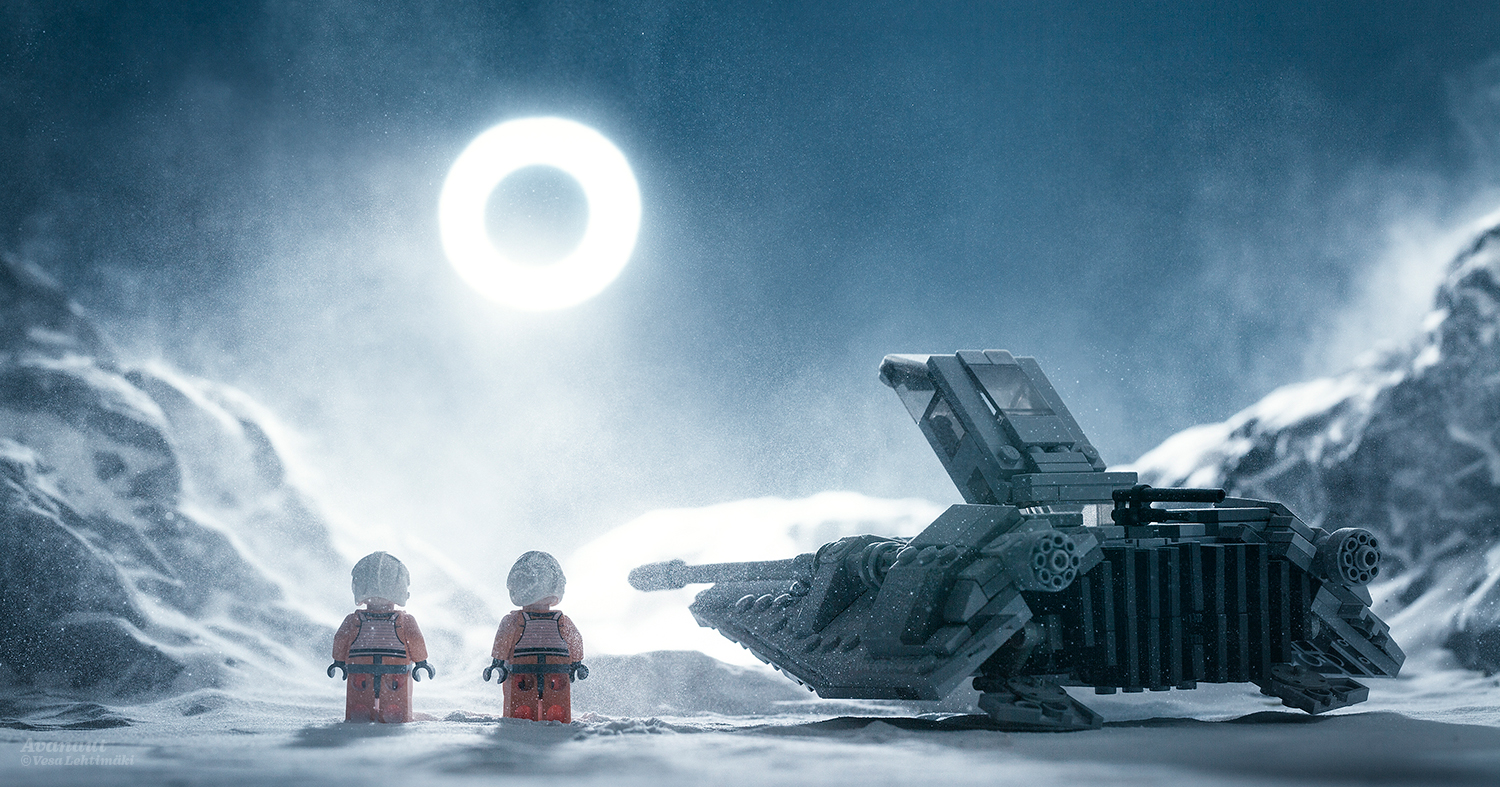 Solformørkelse på Star Wars-planeten Hoth med Lego-figurer, av Vesa Lehtimäki