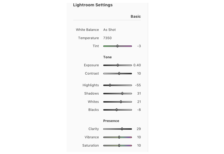 Adobe Photoshop Lightroom-inställning Pixelpeeper.io