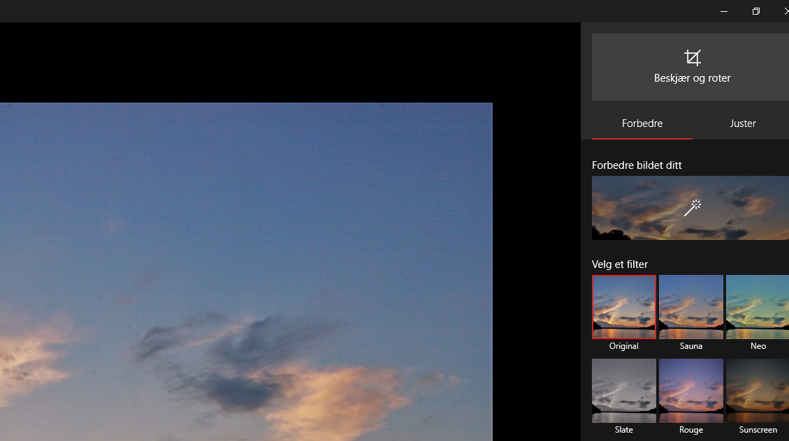 Filtre i Windows 10 Billeder.