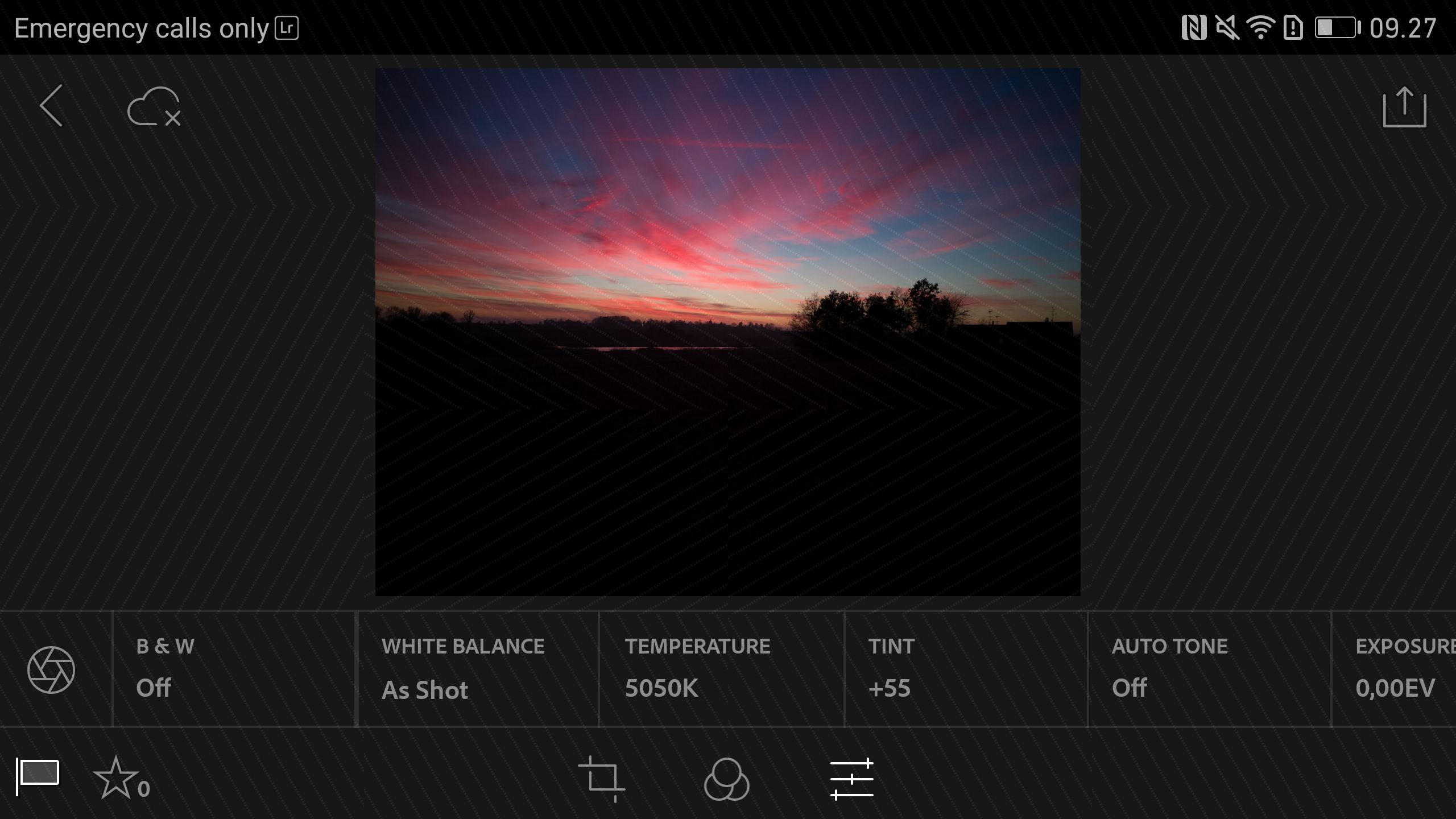 Ligrtroom Mobile på smartphone