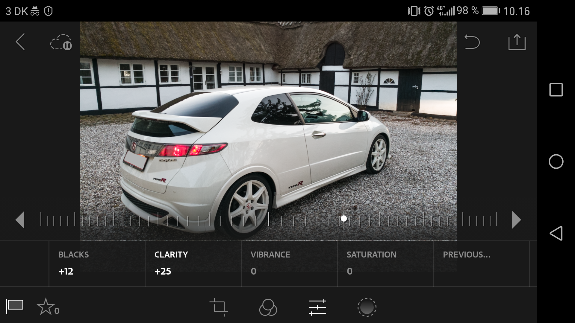 Screenshot fra Lightroom Mobile.