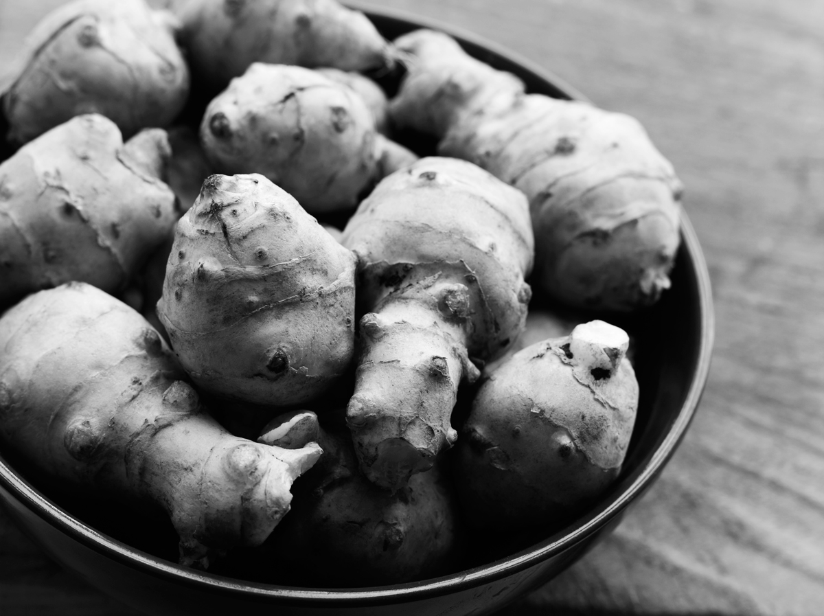 Jordskokker i sort-hvid