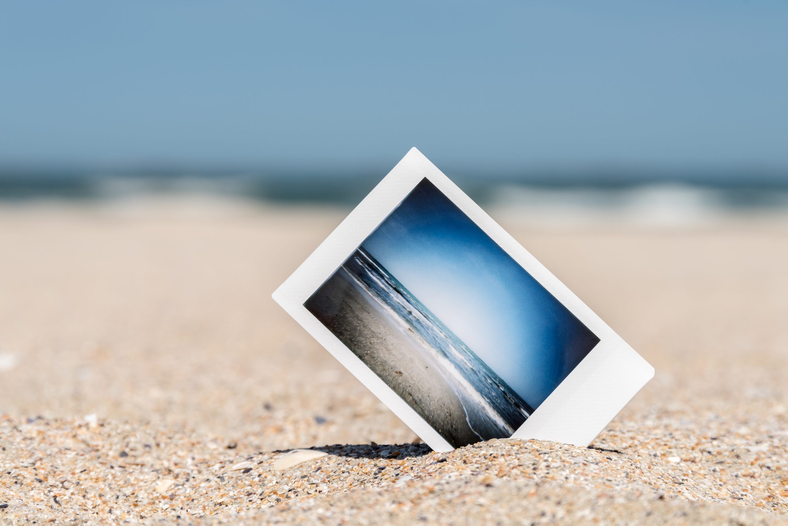 Polaroidbilde på stranden