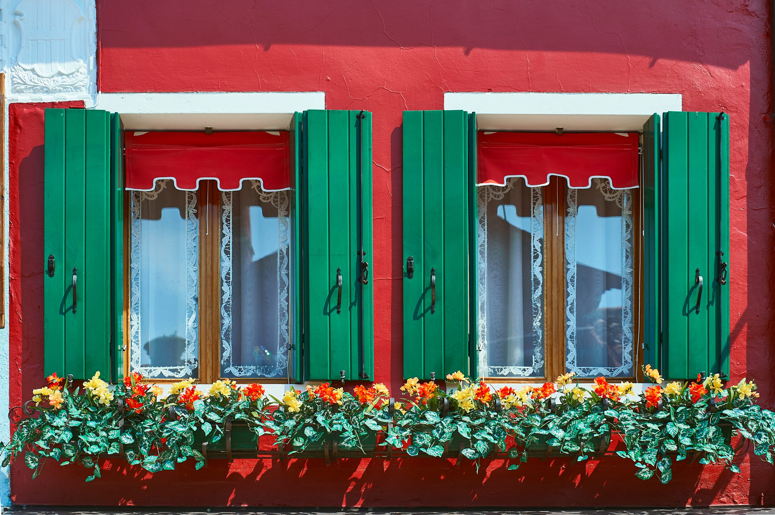 Eksempel på komplementærfargene rødt og grønt, som passer godt sammen.