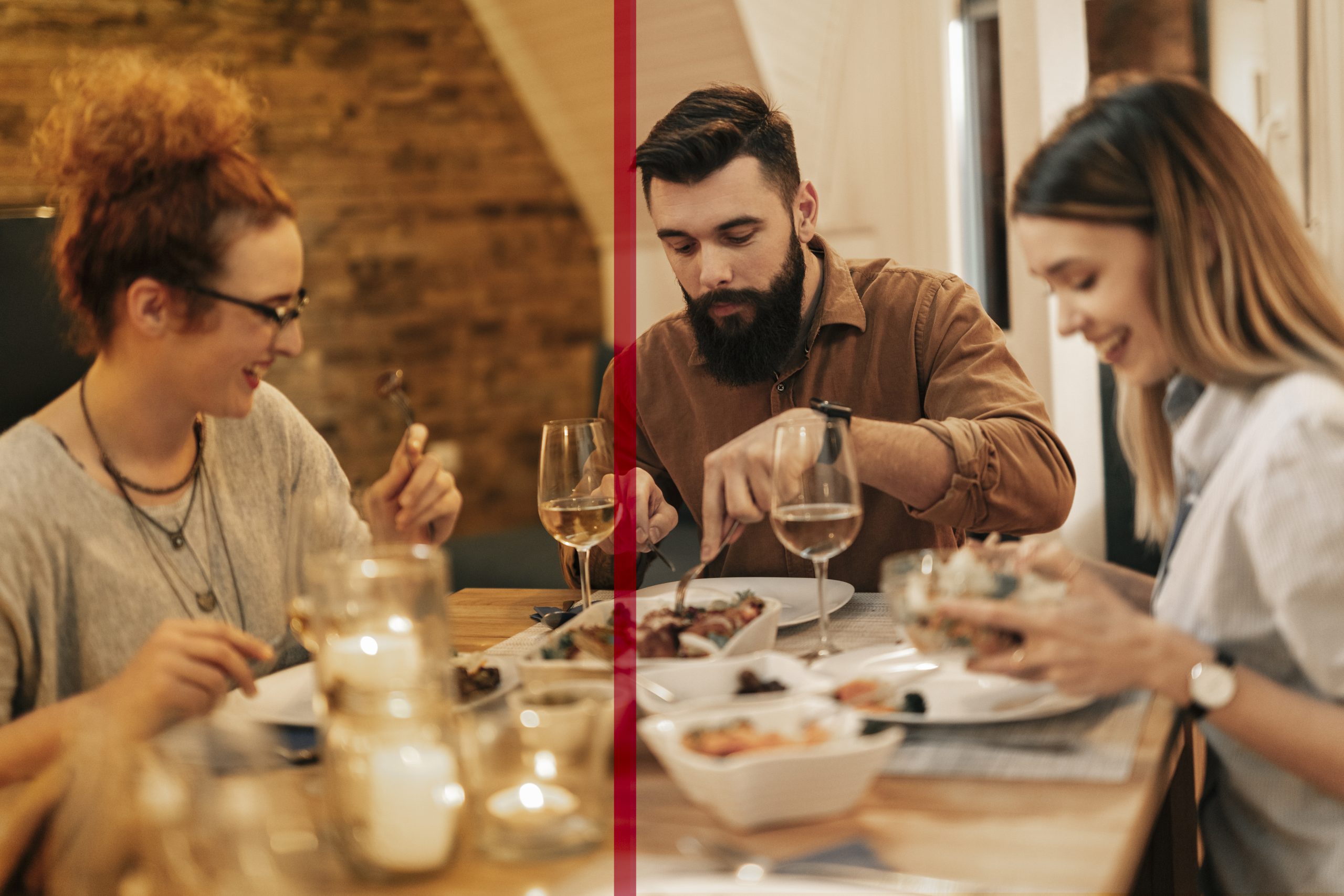 Unge mennesker spiser middag