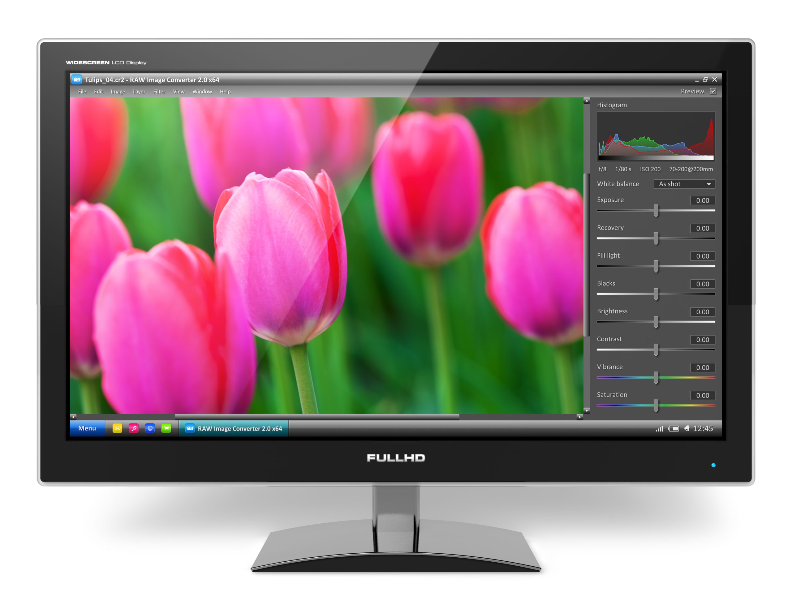 Rediger blomster på datamaskinen.