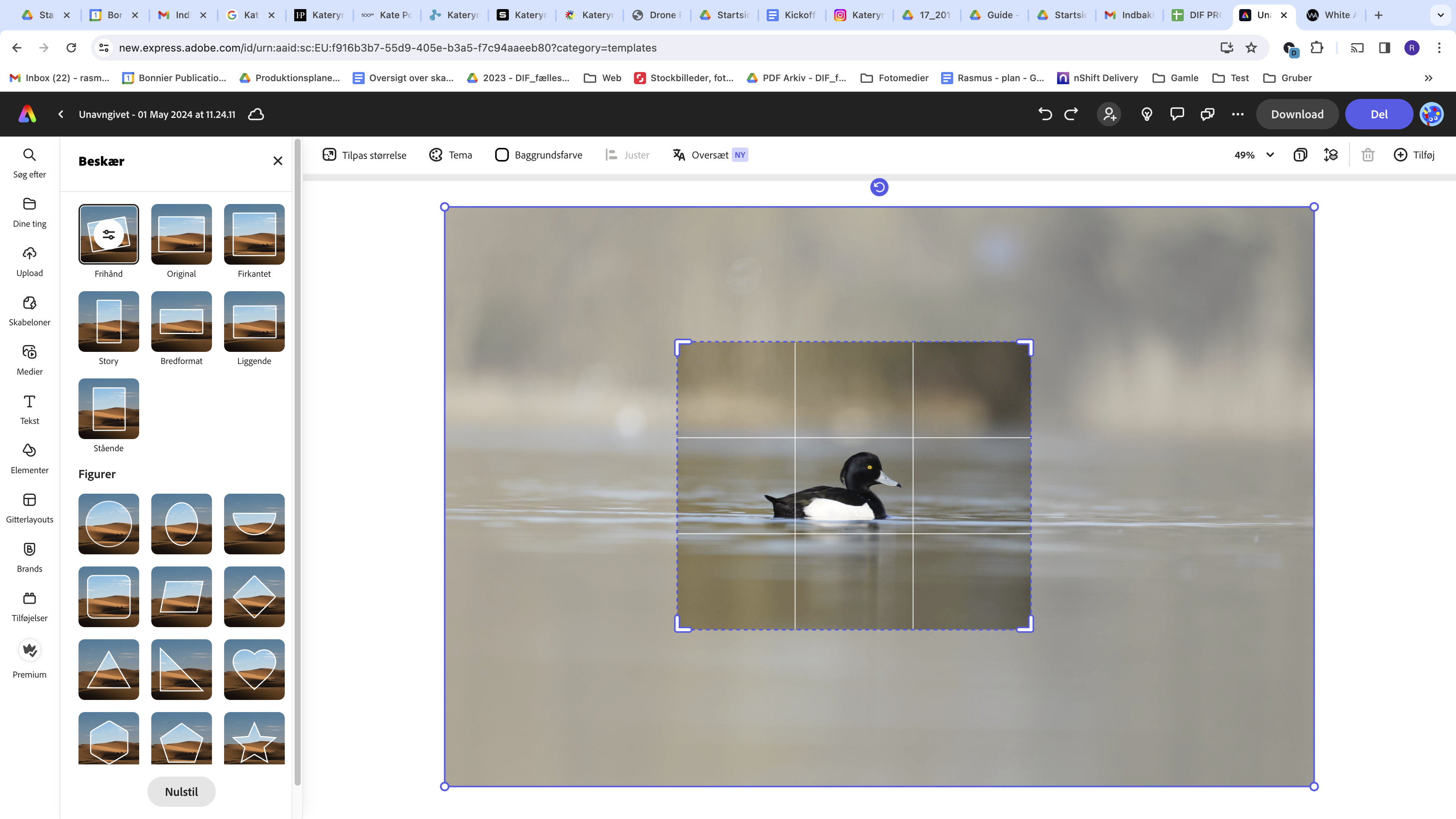 Træk i kanterne eller vælg blandt populære formater til venstre.