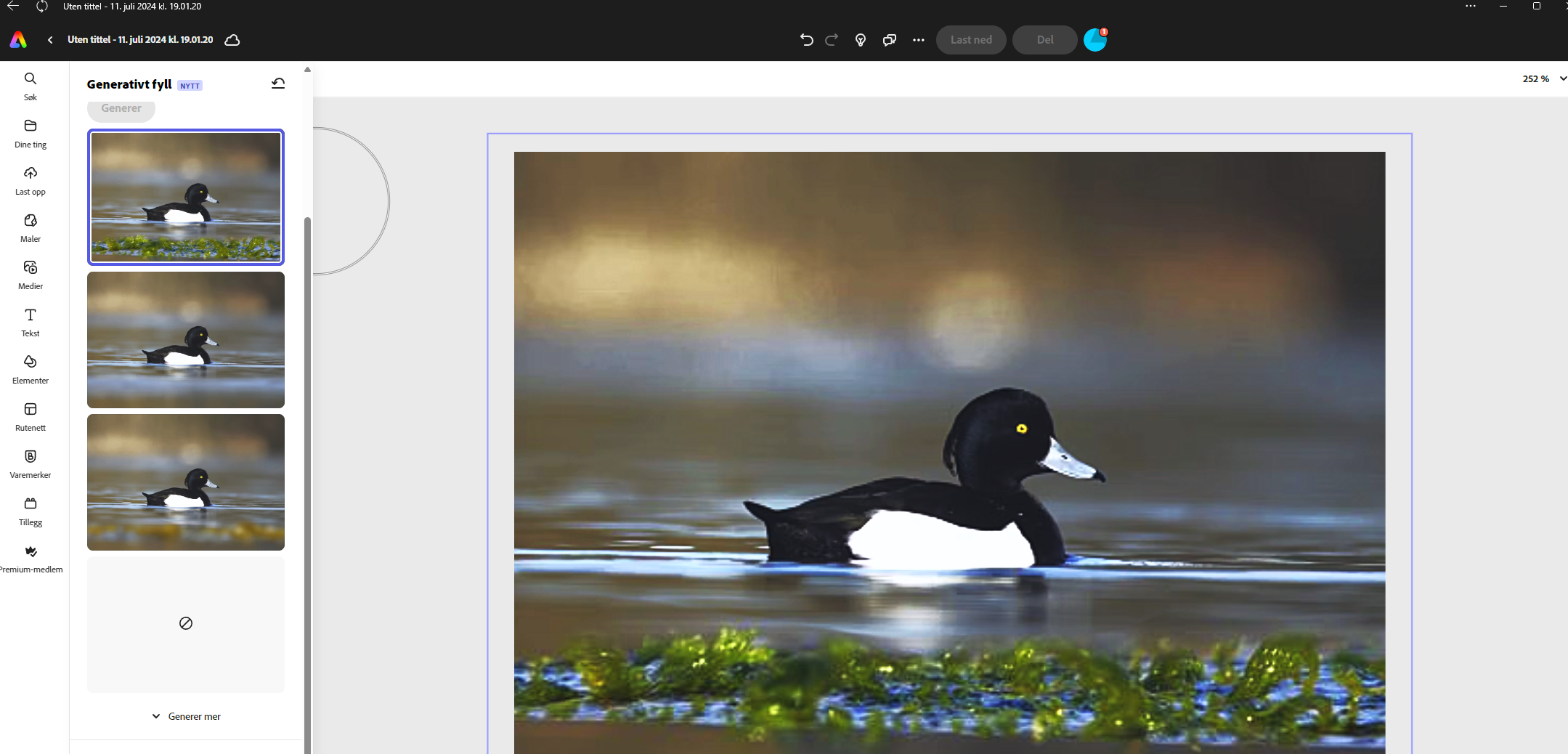 Skriv inn hva du vil at det skal være, så genererer Adobe Express et naturlig utseende