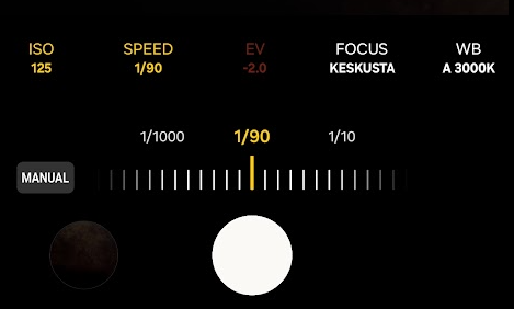 Suljinajan säätäminen puhelimen kamerassa