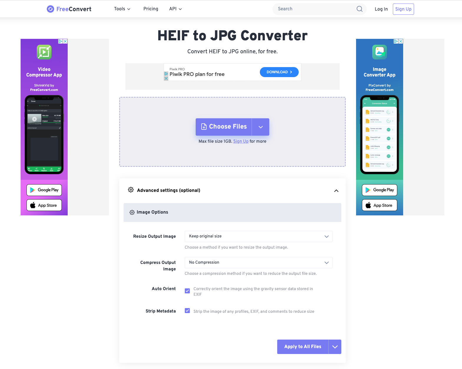 Du kan ladda upp en större mängd HEIC-filer och konvertera alla till jpg.