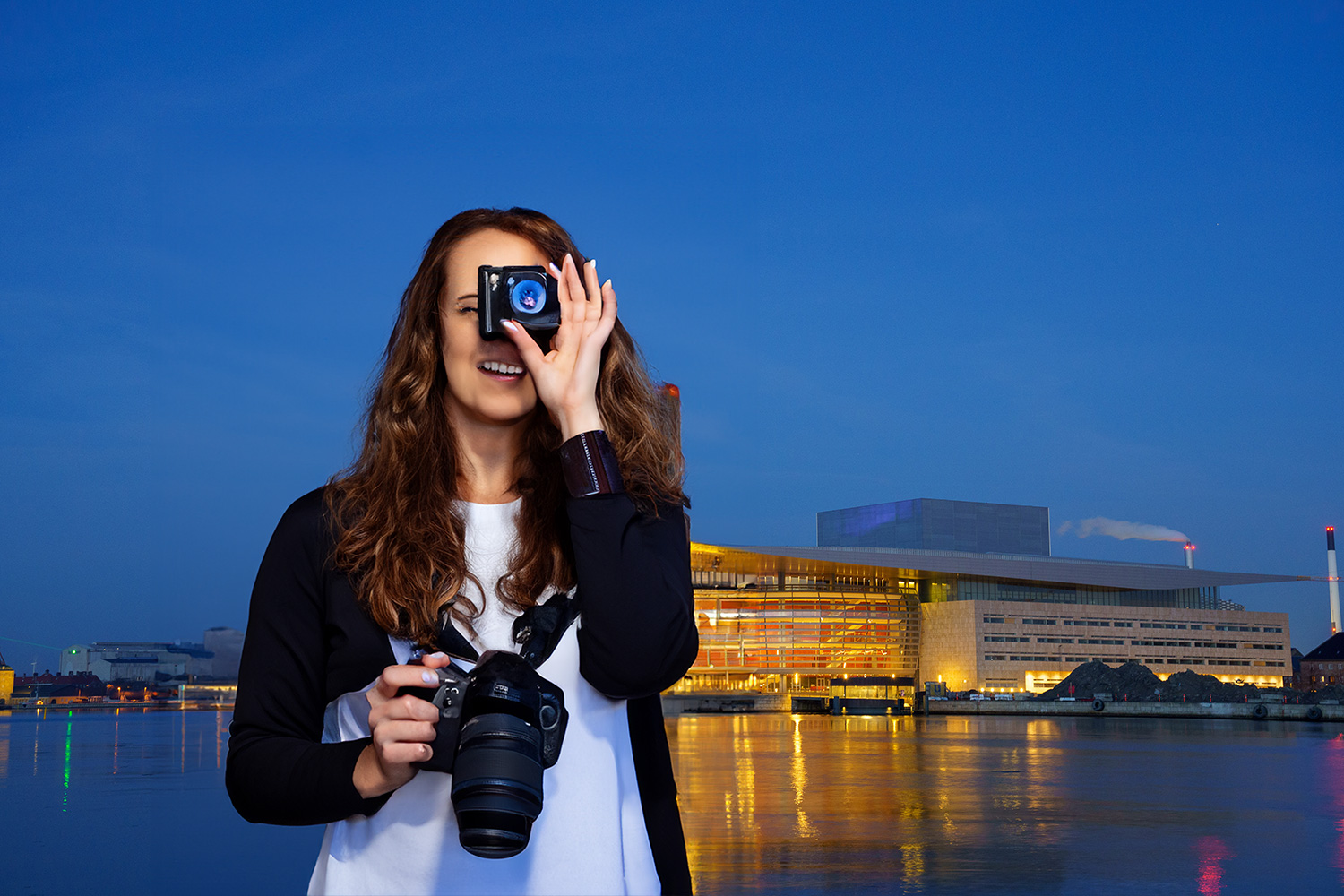 AI-genereret billede af person med kamera