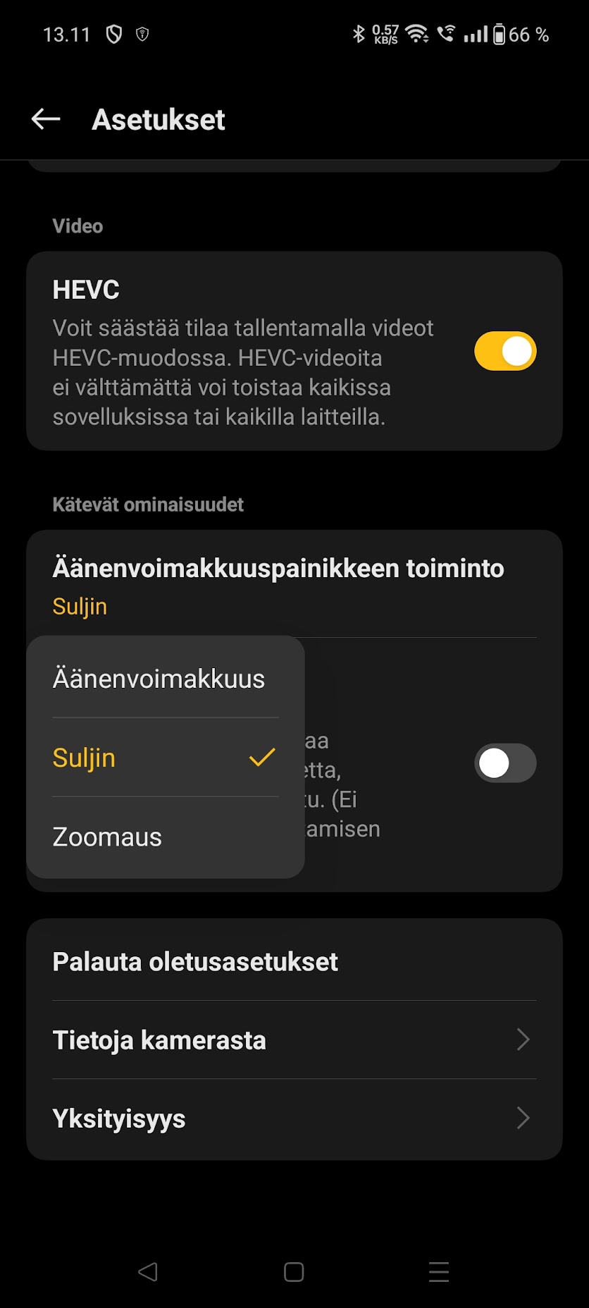 Sarjakuvausasetukset puhelimeen.