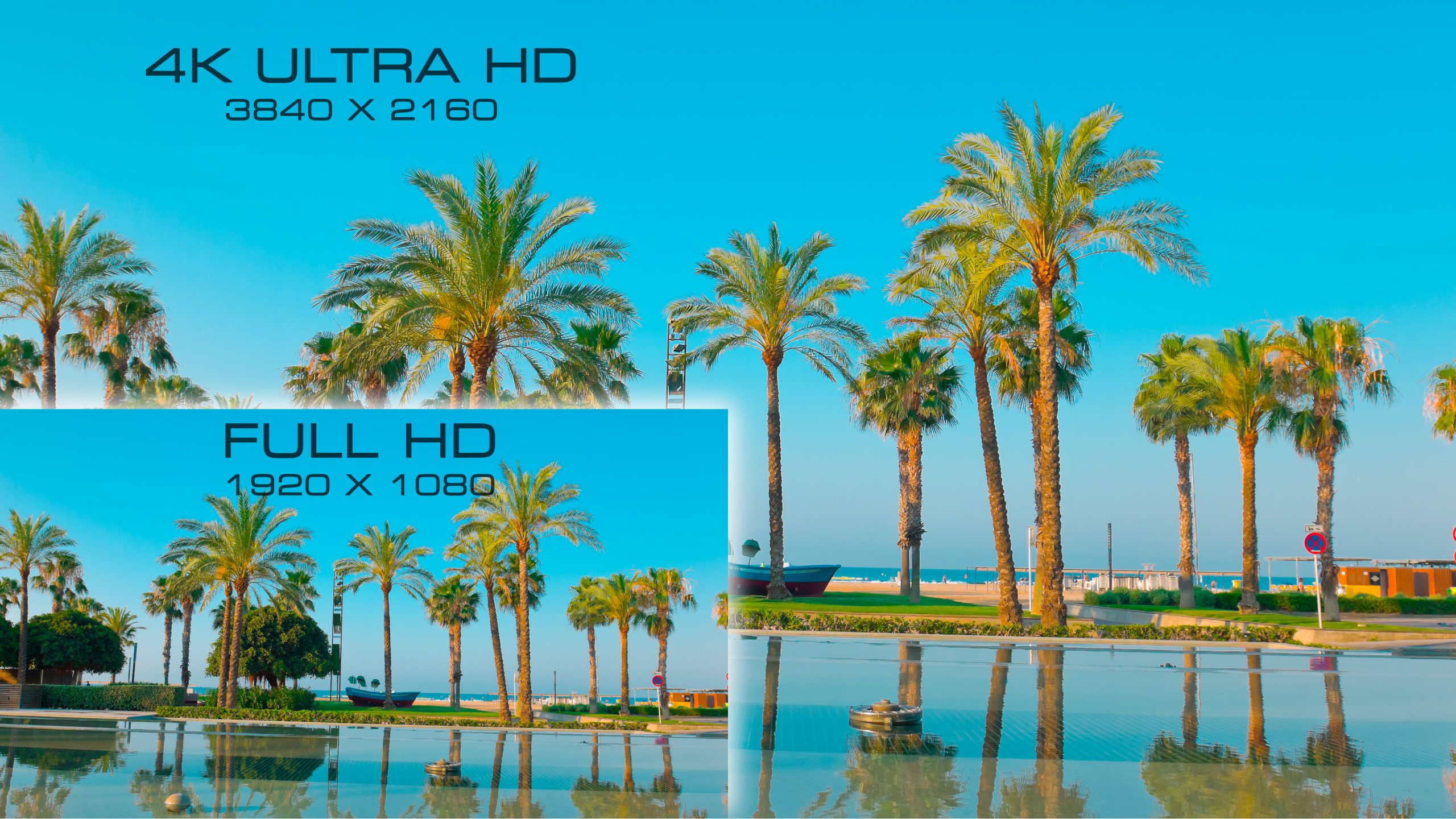 Full HD ja 4K-näytön ero havainnollistettuna