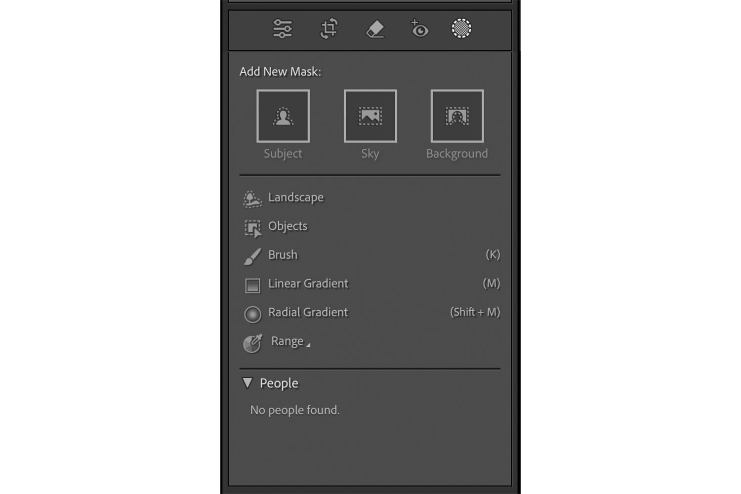 AI-maskering av landskap i Lightroom