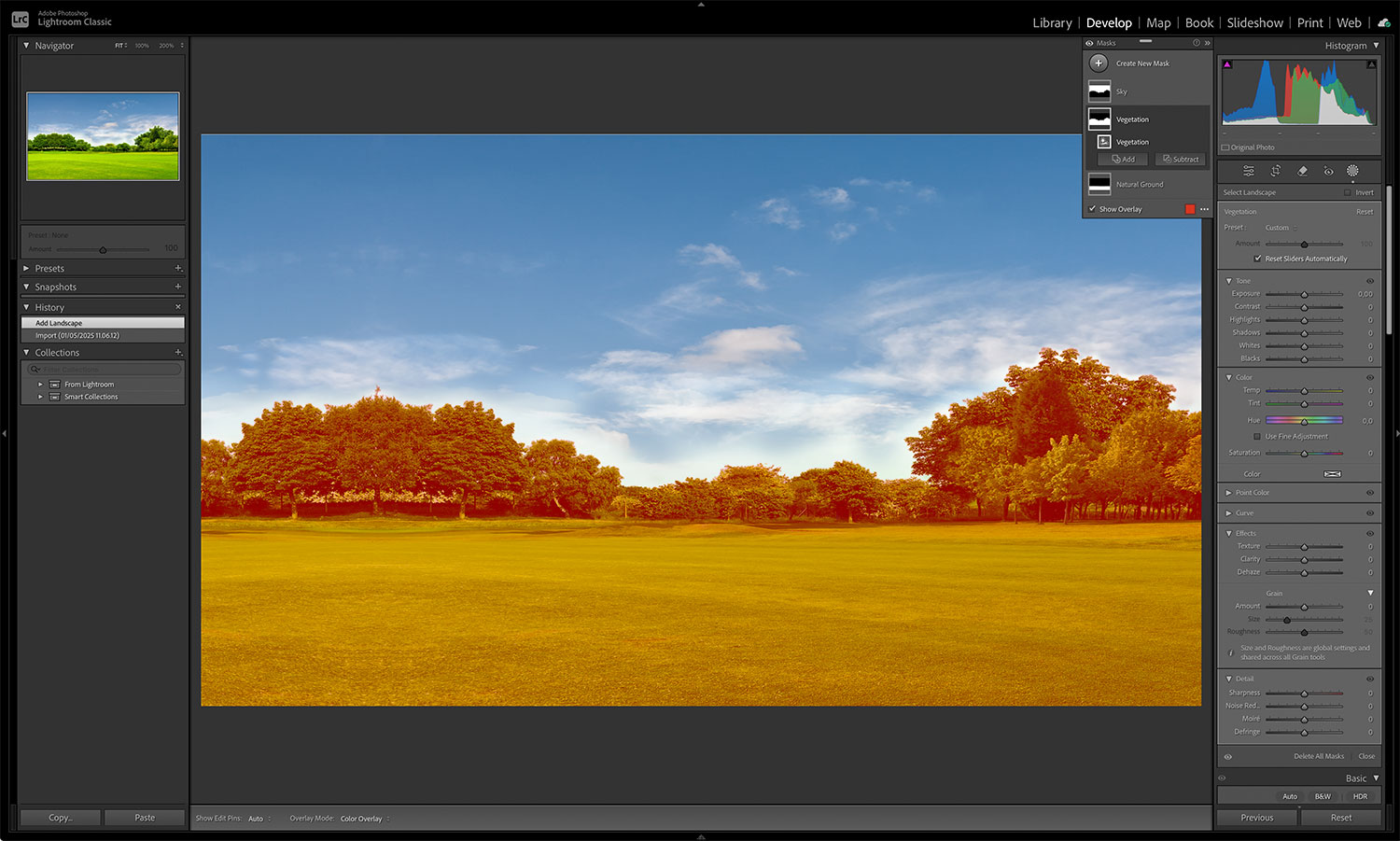 landskapsbild i Lightroom