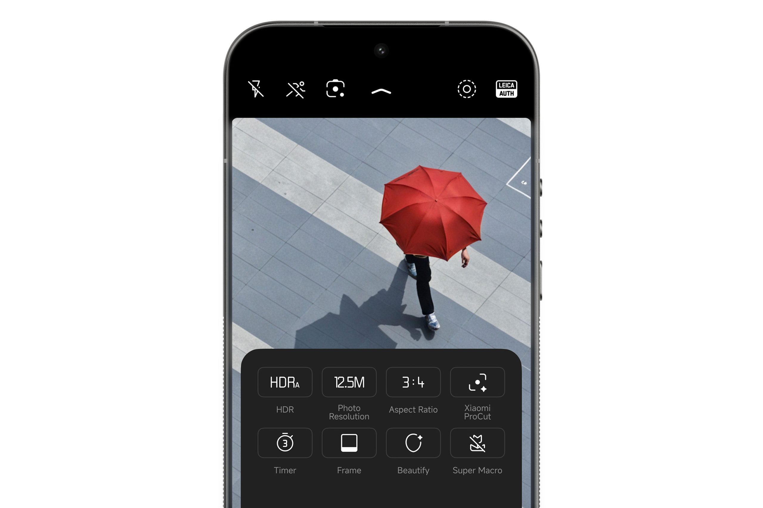 Kamera-appen i Leitzphone er designet i klassisk Leica-stil.