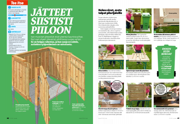 Jäteastia: Komea suoja piilottaa jäteastiat